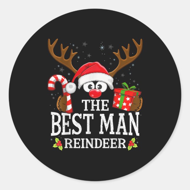 Christmas Matching The Man Reindeer Family  Runder Aufkleber (Vorderseite)