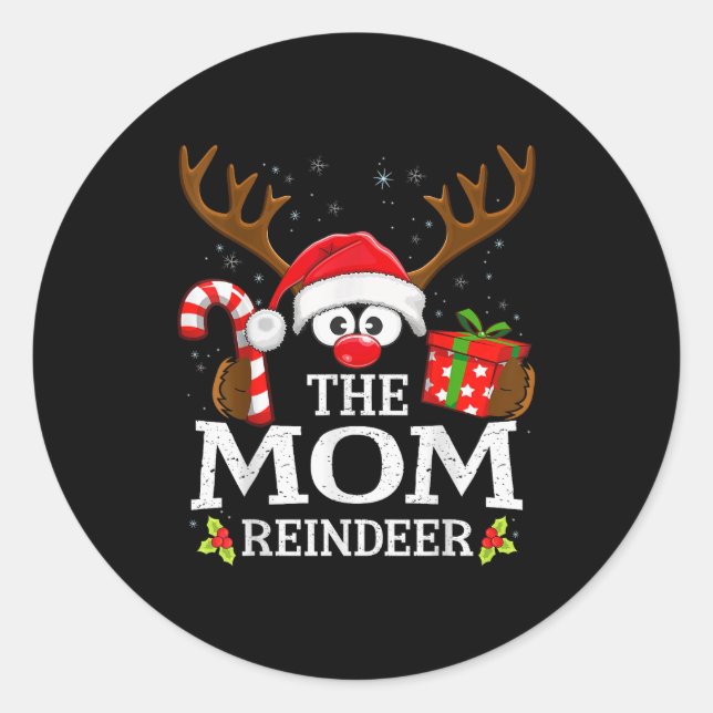 Christmas Matching The Mom Reindeer Family  Runder Aufkleber (Vorderseite)