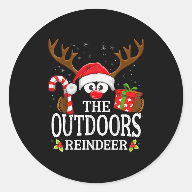 Christmas Matching The Outdoors Reindeer Family  Runder Aufkleber (Vorderseite)