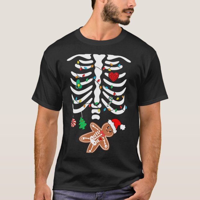 Christmas Maternity Pregnancy Gingerbread Skeleton T-Shirt (Vorderseite)