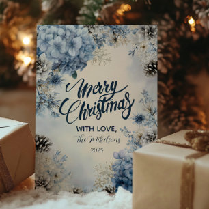 Christmas Mattiert Blue Greenery Feiertagskarte