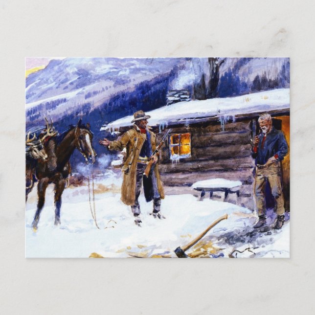 "Christmas Meat" von Charles M Russell Postkarte (Vorderseite)