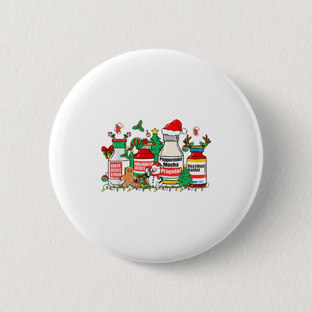 Christmas Medication Bottles Funny Nurse Humor  Button (Vorderseite)