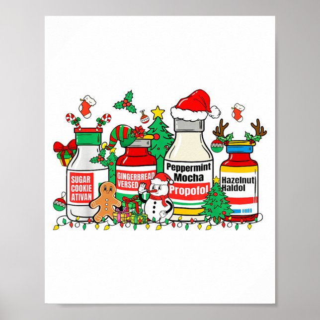 Christmas Medication Bottles Funny Nurse Humor  Poster (Vorne)