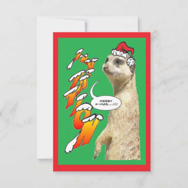 Christmas Meerkat Einladung Green X-Mas (Vorderseite)