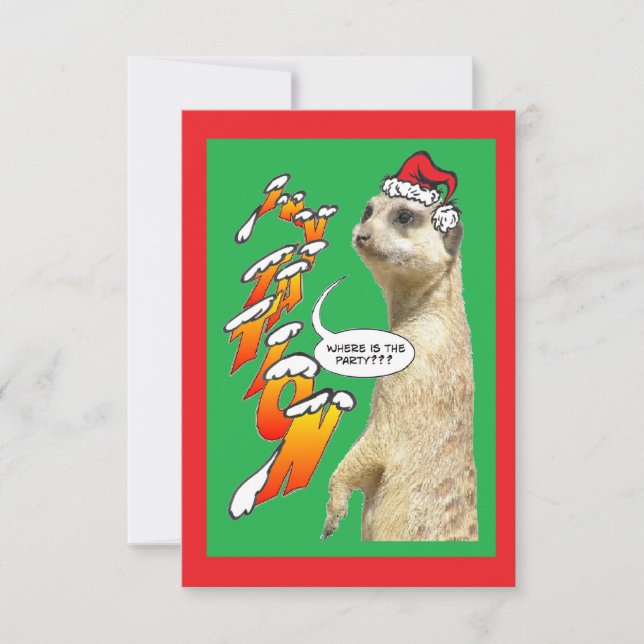 Christmas Meerkat Party Einladung Green (Vorderseite)