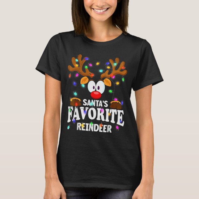 Christmas Men Women Santa's Favorite Reindeer  T-Shirt (Vorderseite)