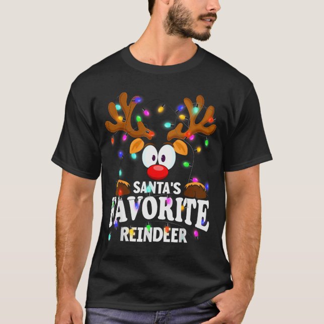 Christmas Men Women Santa's Favorite Reindeer  T-Shirt (Vorderseite)