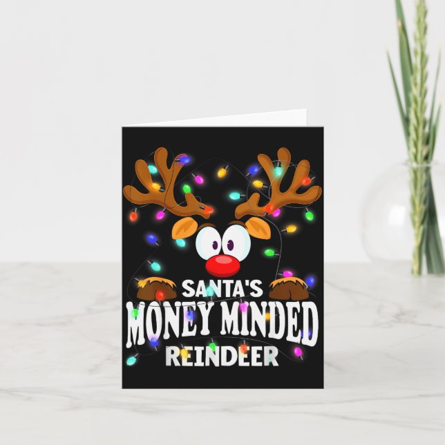 Christmas Men Women Santa's Money Minded Reindeer  Karte (Vorderseite)