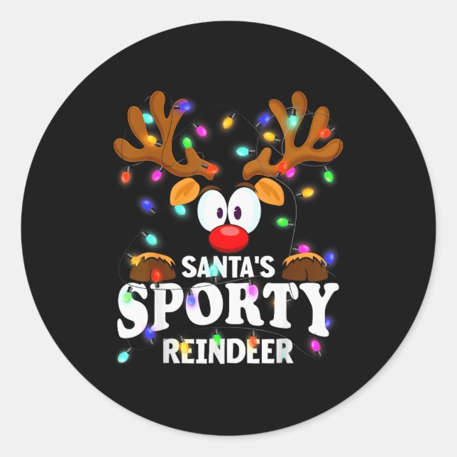 Christmas Men Women Santa's Srty Reindeer  Runder Aufkleber (Vorderseite)