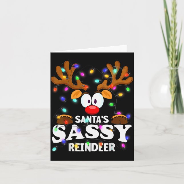 Christmas Men Women Santa's Sy Reindeer  Karte (Vorderseite)