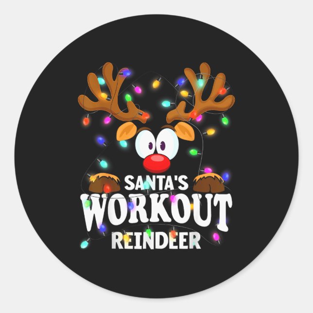 Christmas Men Women Santa's Workout Reindeer  Runder Aufkleber (Vorderseite)