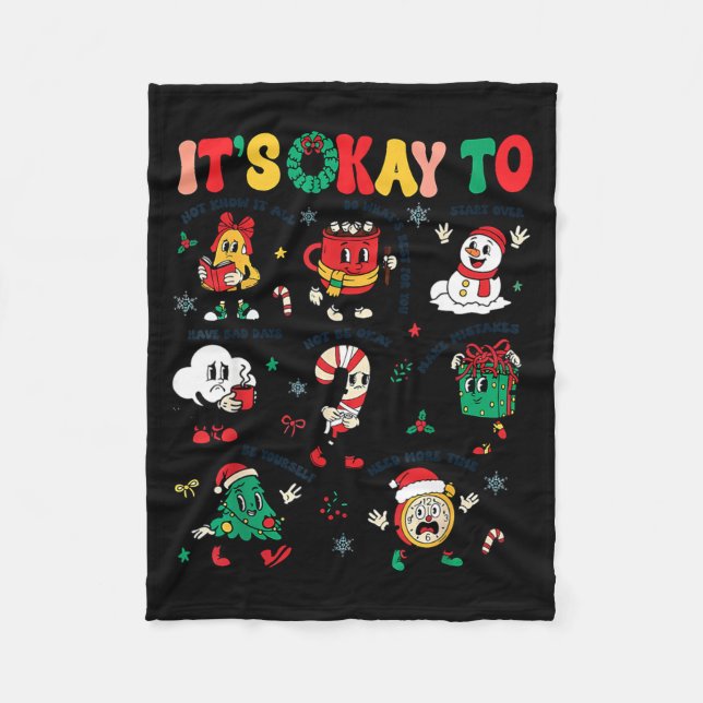 Christmas Mental Health Awareness Men Women It's O Fleecedecke (Vorderseite)