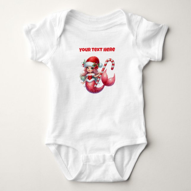 Christmas Mermaid Baby Bodysuit Strampler (Vorderseite)