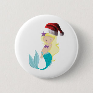 Christmas Mermaid Button