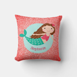 Christmas Mermaid Glitzer Red Personalisiert Kissen