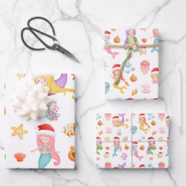 Christmas Mermaid Pattern Geschenkpapier Set