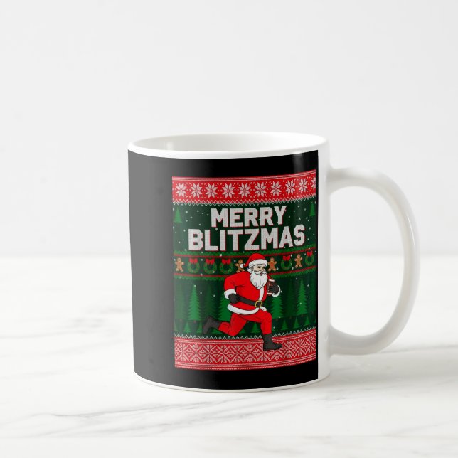 Christmas Merry Blitzmas Santa Football Ugly Sweat Kaffeetasse (Rechts)