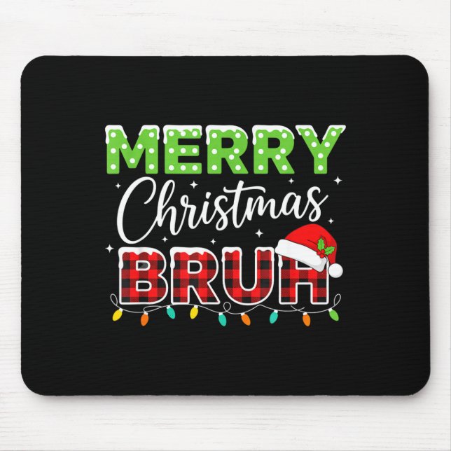 Christmas Merry Christmas Bruh Buffalo Plaid Santa Mousepad (Vorne)