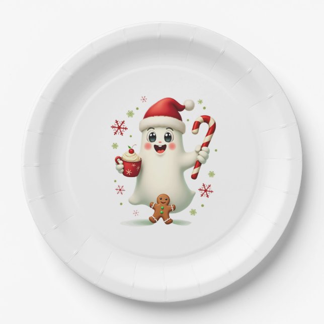 Christmas Merry Christmas For Gift Christmas Ghost Pappteller (Vorderseite)