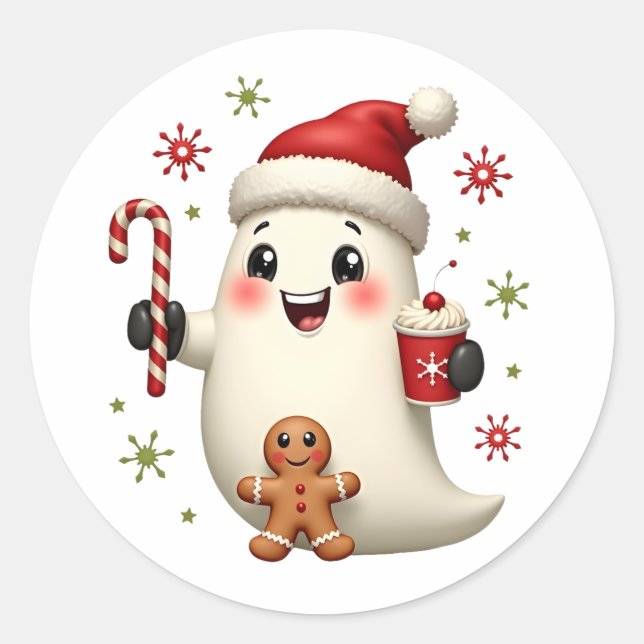 Christmas Merry Christmas For Gift Christmas Ghost Runder Aufkleber (Vorderseite)
