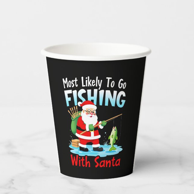 Christmas Merry Christmas For Gift Fishing Santa ( Pappbecher (Vorderseite)