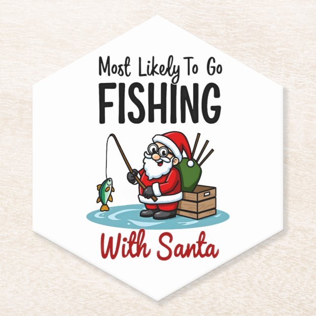 Christmas Merry Christmas For Gift Fishing Santa ( Untersetzer (Vorderseite)