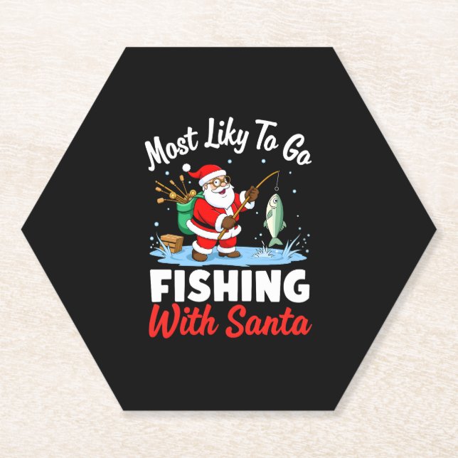 Christmas Merry Christmas For Gift Fishing Santa ( Untersetzer (Vorderseite)
