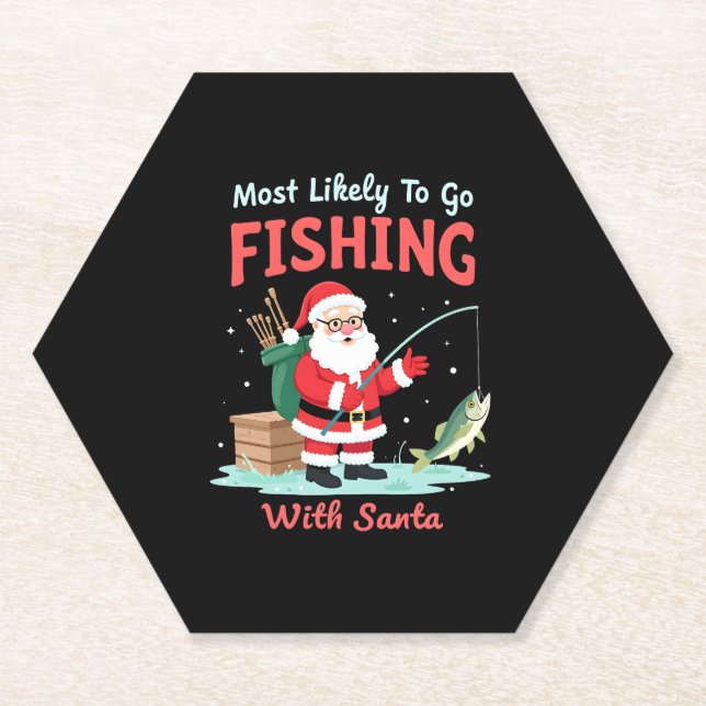 Christmas Merry Christmas For Gift Fishing Santa ( Untersetzer (Vorderseite)