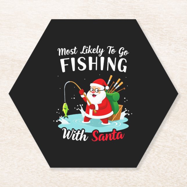 Christmas Merry Christmas For Gift Fishing Santa Untersetzer (Vorderseite)