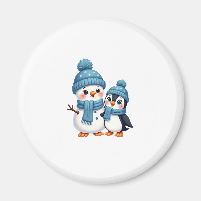 Christmas Merry Christmas For Gift Penguin Snowman Magnet (Vorne)