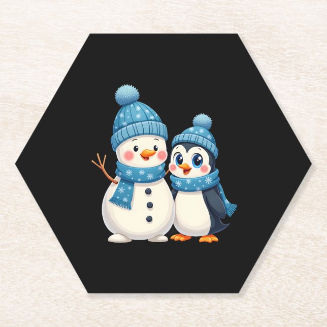 Christmas Merry Christmas For Gift Penguin Snowman Untersetzer (Vorderseite)