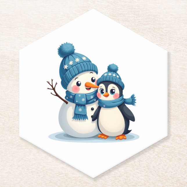 Christmas Merry Christmas For Gift Penguin Snowman Untersetzer (Vorderseite)