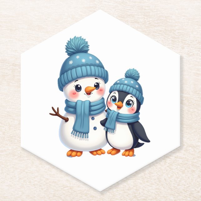 Christmas Merry Christmas For Gift Penguin Snowman Untersetzer (Vorderseite)