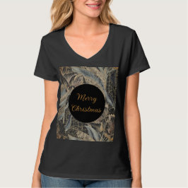 Christmas,Merry Christmas,Gold Blue Flowers Leaver T-Shirt