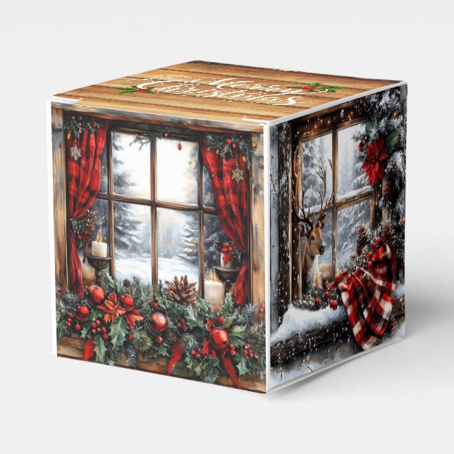 Christmas Merry Christmas Hunting Cabin Snow Gift Geschenkschachtel (Vorderseite)