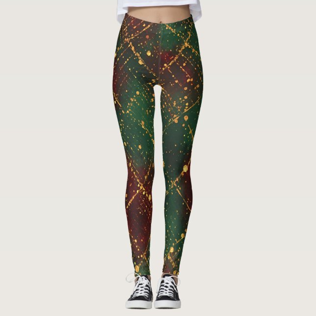 Christmas, Merry Christmas,Luxury Gold Red Green  Leggings (Vorderseite)