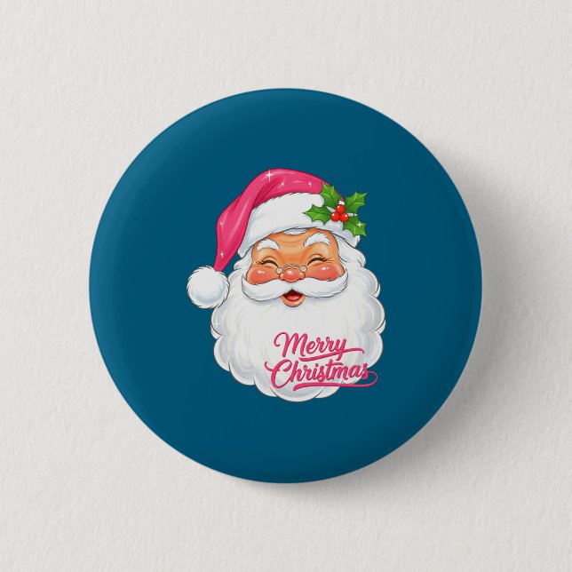 Christmas Merry Christmas Santa Face Jolly Santa C Button (Vorderseite)