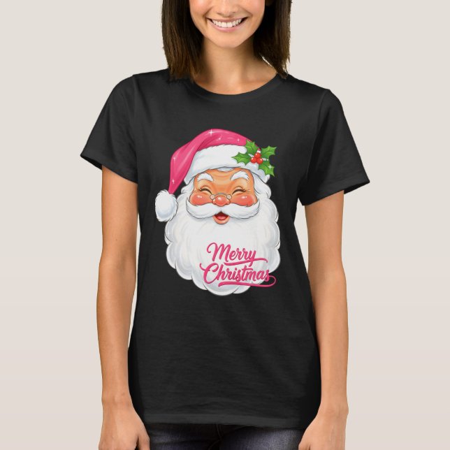 Christmas Merry Christmas Santa Face Jolly Santa C T-Shirt (Vorderseite)