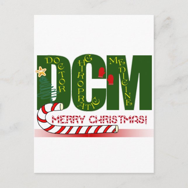 CHRISTMAS MERRY DCM - CHIROPRAKTISCHES ARZNEIMITTE FEIERTAGSPOSTKARTE (Vorderseite)