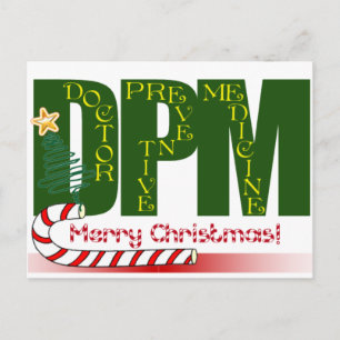 CHRISTMAS MERRY DPM - ARZT PRÄVENTIVES ARZNEIMITTE FEIERTAGSPOSTKARTE