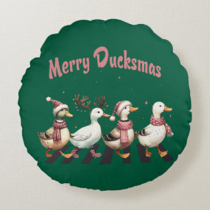 Christmas Merry Ducksmas Round Pillow Rundes Kissen