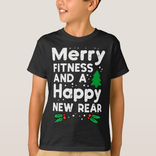 Christmas Merry Fitness Happy New Rear Xmas Workou T-Shirt (Vorderseite)