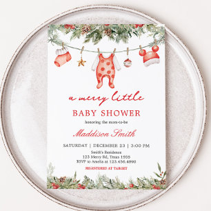 Christmas Merry Little Baby Dusche Einladung