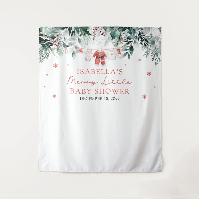 Christmas Merry Little Baby Shower Foto Stand Wandteppich (Vorderseite)