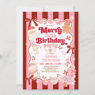 Christmas Merry Little Birthday Invitation Einladung