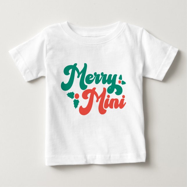 Christmas Merry Mini Niedlich Moderne Typografie Baby T-shirt (Vorderseite)