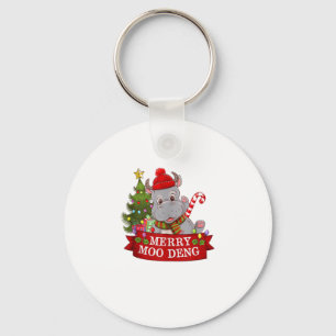 Christmas Merry Moo Deng Niedlich Baby Hippo Bounc Schlüsselanhänger