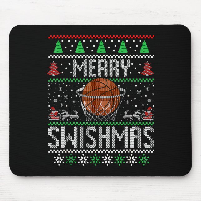 Christmas Merry Swishmas Ugly Christmas Sweater Ba Mousepad (Vorne)