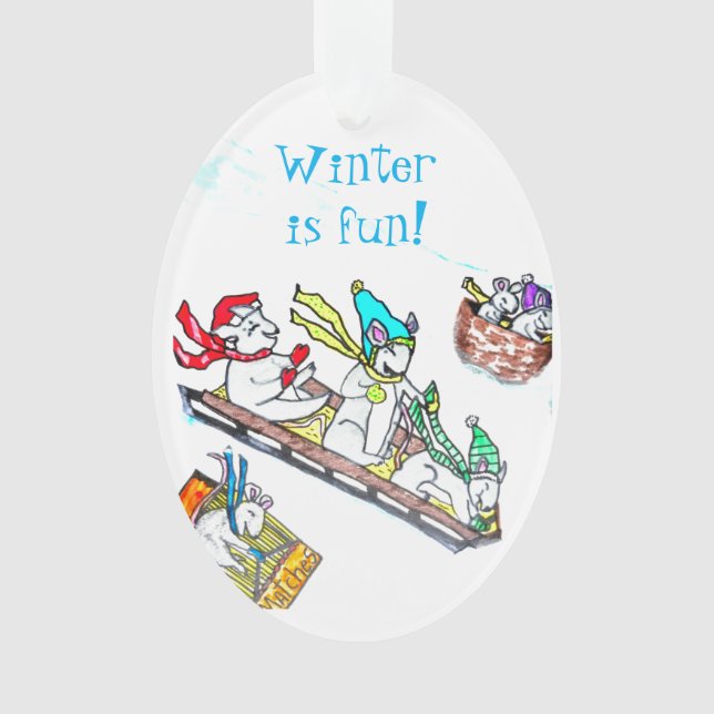 CHRISTMAS MICE SLEDDING Ornament (Vorderseite)